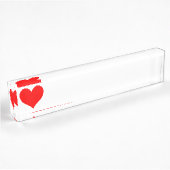 Solid Bright Red Niedlich Heart Namensplakette