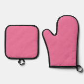 Solid Bright Rose Pink Oven Mitt Set (Vorderseite)