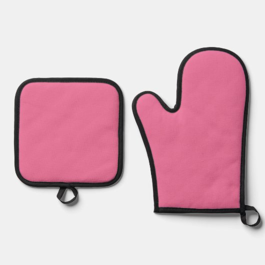 Solid Bright Rose Pink Oven Mitt Set (Vorderseite)