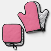Solid Bright Rose Pink Oven Mitt Set (Vorderseite/Rückseite)
