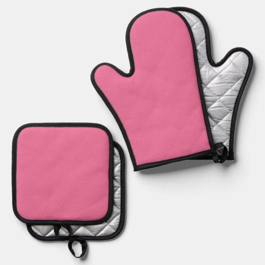 Solid Bright Rose Pink Oven Mitt Set (Vorderseite/Rückseite)