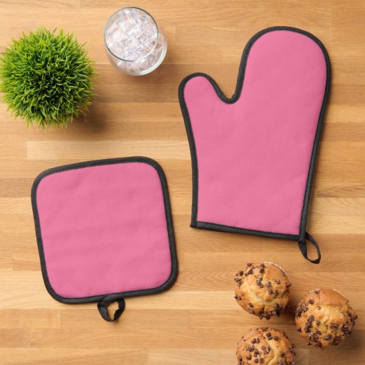 Solid Bright Rose Pink Oven Mitt Set (Oben Unten)
