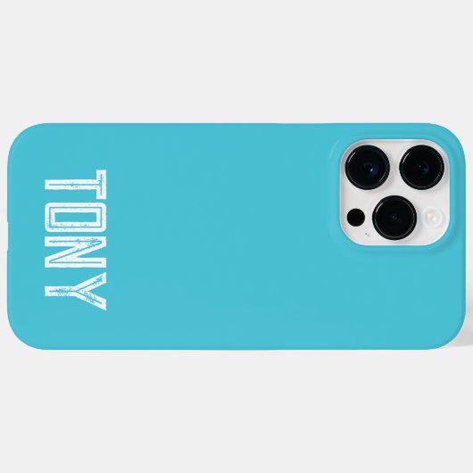 Solid Bright Sky Blue Individuelle Name Monogram Case-Mate iPhone Hülle (Rückseite (Horizontal))