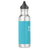 Solid Bright Sky Blue Individuelle Name Monogram Edelstahlflasche (Links)