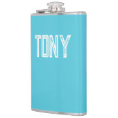 Solid Bright Sky Blue Individuelle Name Monogram Flachmann (Links)