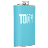 Solid Bright Sky Blue Individuelle Name Monogram Flachmann (Rechts)