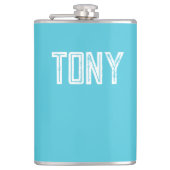 Solid Bright Sky Blue Individuelle Name Monogram Flachmann (Vorderseite)