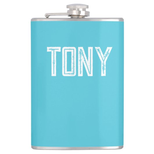 Solid Bright Sky Blue Individuelle Name Monogram Flachmann (Vorderseite)