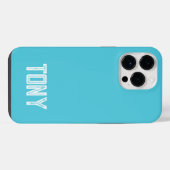 Solid Bright Sky Blue Individuelle Name Monogram iPhone Hülle (Rückseite (Horizontal))