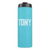 Solid Bright Sky Blue Individuelle Name Monogram Thermosbecher (Vorderseite)