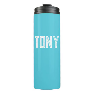 Solid Bright Sky Blue Individuelle Name Monogram Thermosbecher