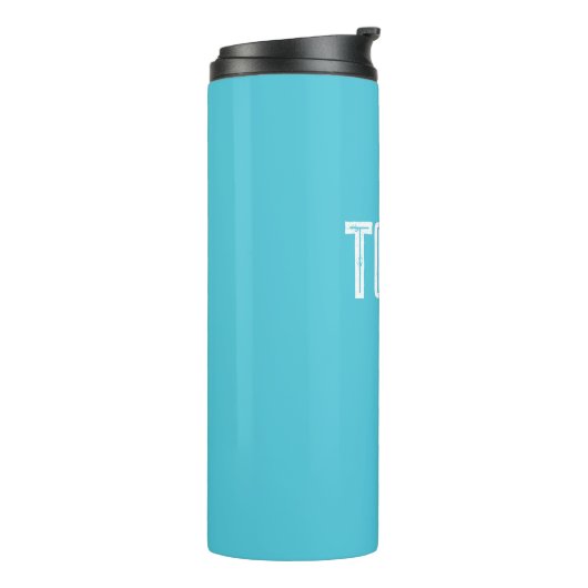 Solid Bright Sky Blue Individuelle Name Monogram Thermosbecher (Nach links gedreht)
