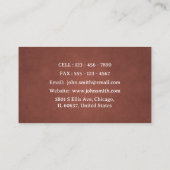Solid Brown PhD Student Business Card Visitenkarte (Rückseite)