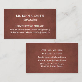 Solid Brown PhD Student Business Card Visitenkarte
