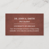 Solid Brown PhD Student Business Card Visitenkarte (Vorderseite)