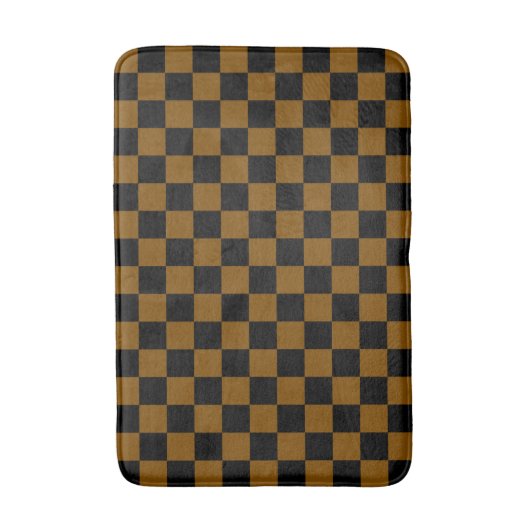 Solid Brown with Black Square Pattern Badematte (Vorderseite Vertikal)