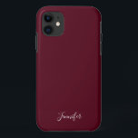 Solid Burgundy Wein Farbe Chic Custom Monogram Case-Mate iPhone Hülle<br><div class="desc">Chic solide Farbe Handy Gehäuse in bordeauxrot,  mein Lieblings-Schatten dunkelrot. Eine wunderschöne Weinfarbe mit Ihrem hübschen,  individuellen Monogramm. Personalisieren Sie mit Ihrem Namen in elegantem weißem Skript.</div>