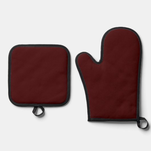 Solid Burnt Maroon Oven Mitt & Pot Holder Set (Vorderseite)