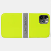 Solid Chartreuse Modern Gray Ribbon Eleganter Name Case-Mate iPhone Hülle (Rückseite (Horizontal))
