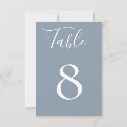 Solid Chic Dusty Blue Tischnummer Card (Rückseite)