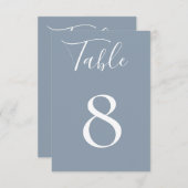 Solid Chic Dusty Blue Tischnummer Card (Vorne/Hinten)