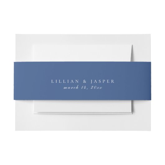 Solid Classic Blue Wedding Einladungsbanderole (Vorderseite Beispiel)
