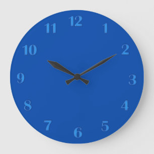Solid Cobalt Blau mit blauen Zahlen Wall Uhr