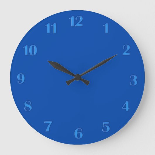 Solid Cobalt Blau mit blauen Zahlen Wall Uhr (Vorderseite)