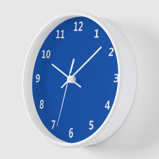 Solid Cobalt Blau mit weißen Zahlen Wall Uhr (Winkel)