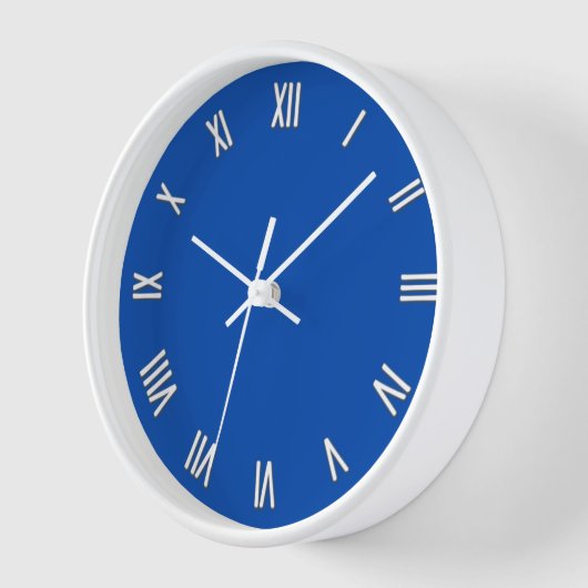 Solid Cobalt Blau weiße Zahlen Runde Wand Uhr (Winkel)