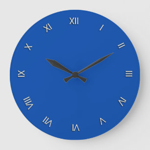 Solid Cobalt Blue White Roman Numerals Wall Clock Große Wanduhr