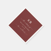 Solid Color Cinnamon Red Mit Monogramm Wedding Serviette (Ecke)