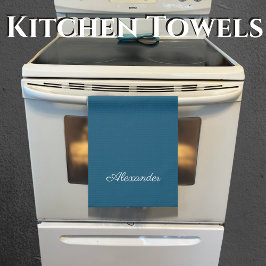 Solid Color Dark Aquamarin Blue Vorlage Weiße Schr Geschirrtuch