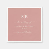 Solid Color Dusty Rose Rosa Mit Monogramm Hochzeit Serviette (Vorderseite)