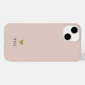 Solid Color Gold Heart Monogram Dusty Pink Case-Mate iPhone Hülle (Rückseite (Horizontal))