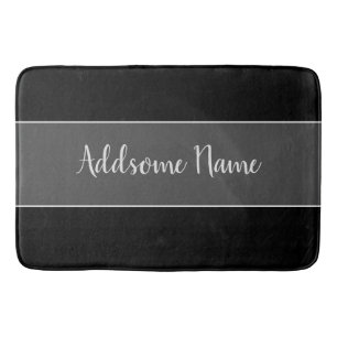 Solid Color Modern Basic Black Mit Monogramm Badematte