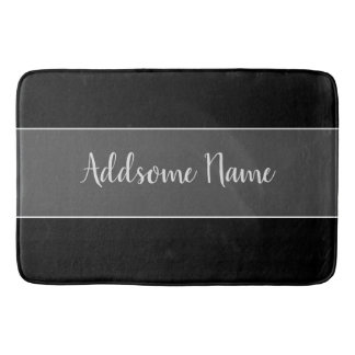 Solid Color Modern Basic Black Mit Monogramm Badematte