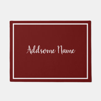 Solid Color Modern Basic Burgundy White Monogram Fußmatte