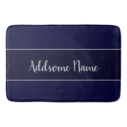 Solid Color Modern Navy Blue Stilvoll Badematte (Vorderseite)