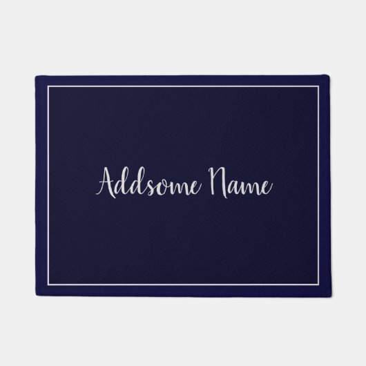 Solid Color Modern Navy Blue Stilvoll Fußmatte (Vorderseite)