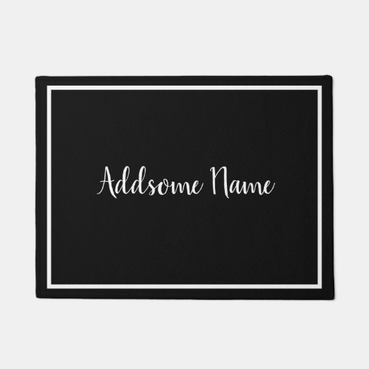 Solid Color Modern Schwarz-weiß Mit Monogramm Fußmatte (Vorderseite)