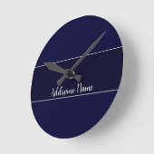 Solid color Navy Blue Modern Stylish Runde Wanduhr (Winkel)
