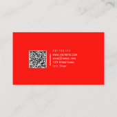 Solid Color QR-Code Moderne Candy Apple Red Visitenkarte (Rückseite)