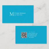 Solid Color QR Code Moderne Elegant Blau Visitenkarte (Vorne/Hinten)