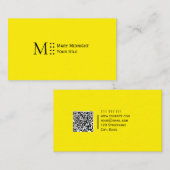 Solid Color QR-Code Modernes kanarisches Gelb Visitenkarte (Vorne/Hinten)