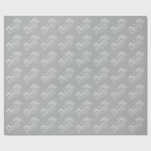 Solid Color Silver - Mr. & Mrs. Gastgeschenke Hoch Geschenkpapier (Flach)