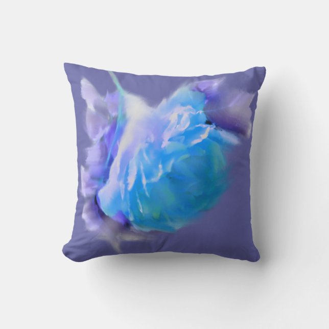 Solid Color | watercolor blue rose Kissen (Vorderseite)