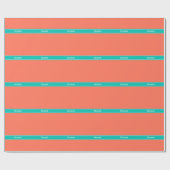 Solid Coral, Monogramm des Aquamarinen Ribbon-Name Geschenkpapier (Flach)