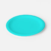 Solid Cyan 7 Inch Round Party Paper Plate Pappteller (Schrägansicht)