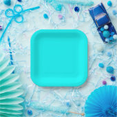 Solid Cyan 7" Square Party Paper Plate Pappteller (Party)
